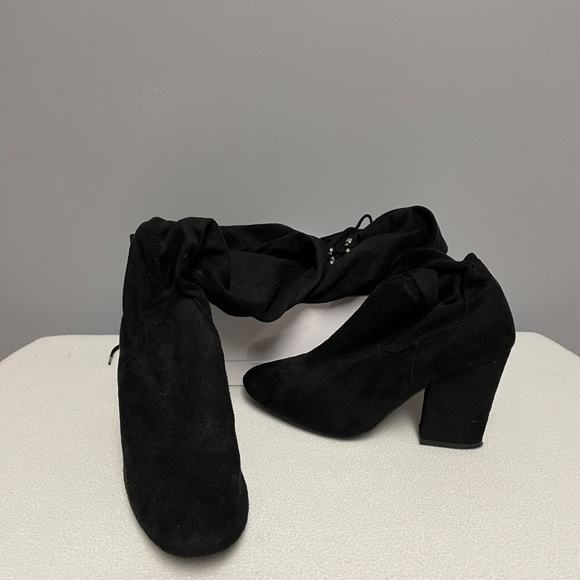 Qupid Faux Suede Over the Knee Boots, Lace Up, Women, 7.5, Round Toe, Bl… - Picture 4 of 9